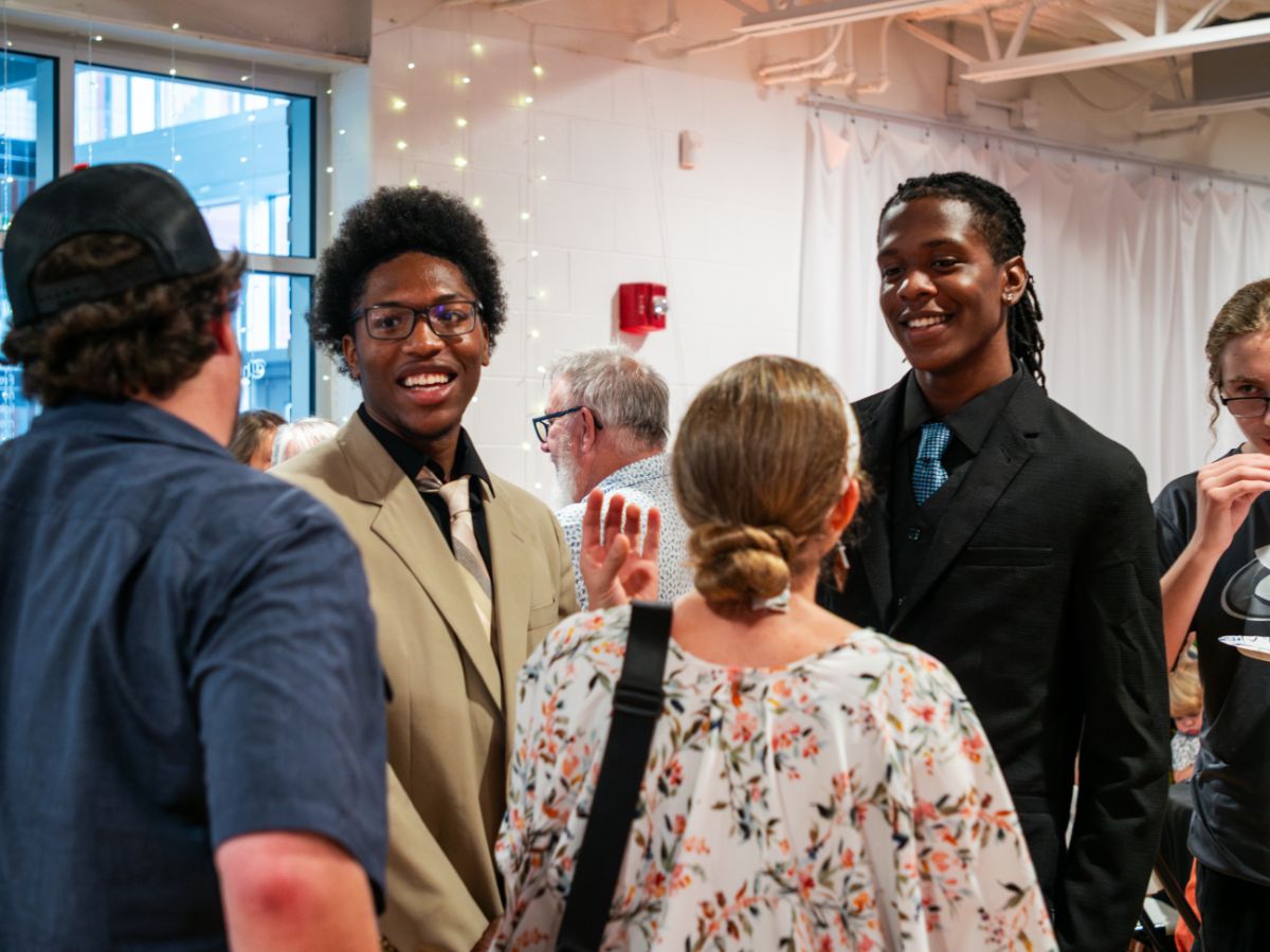 Guests in conversation after a screening