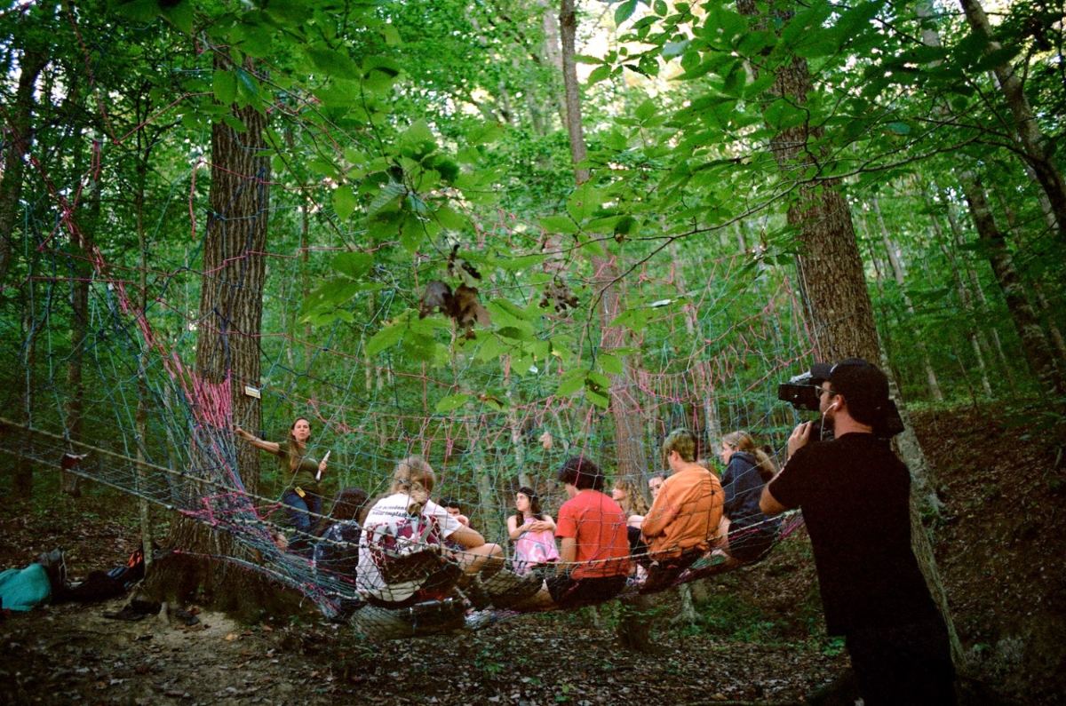James Parker filming at Red Oaks Forest School